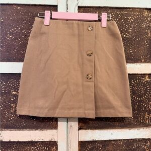 GB Girls Tan Button-Front Mini Skirt
